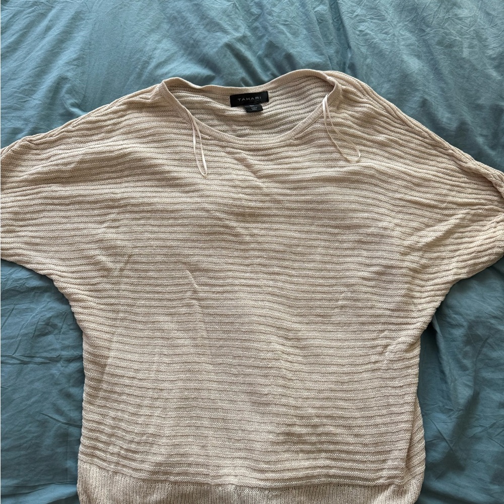 Tahari Light Beige Knit Top
